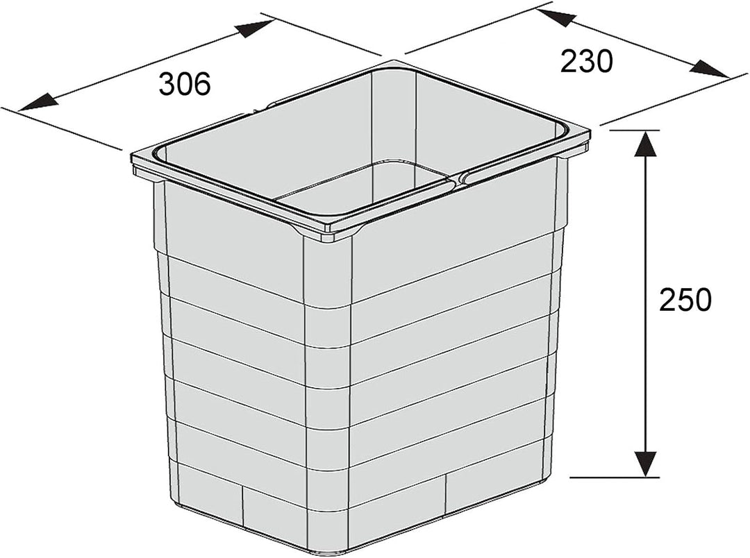 eins2vier Abfallsammler Höhe: 250 mm Volumen 15 Liter 306 x 230 mm alugrau 5078 Abfalltrennsystem Mü