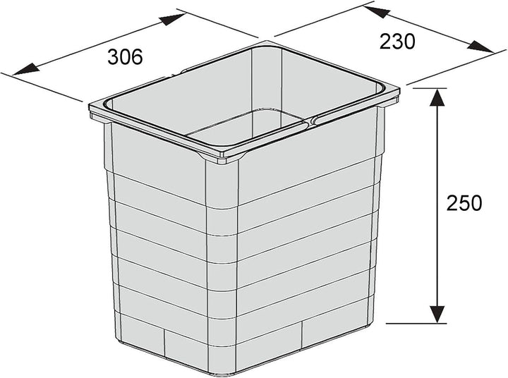 eins2vier Abfallsammler Höhe: 250 mm Volumen 15 Liter 306 x 230 mm alugrau 5078 Abfalltrennsystem Mü