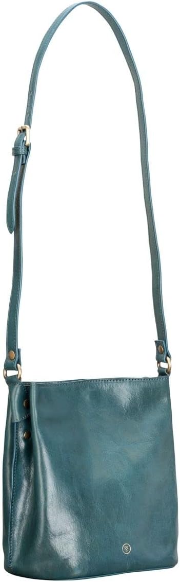 Maxwell Scott Personalisiert Hochwertige Leder Bucket Bag Handtasche Palermo Petrol, Petrol
