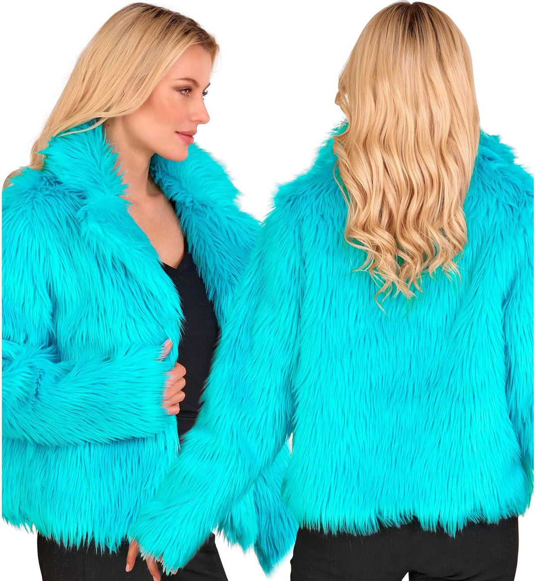 W WIDMANN MILANO Party Fashion - Damen Kunstfell-Jacke, flauschiger Pelz, Plüschjacke, Kostüm, Party