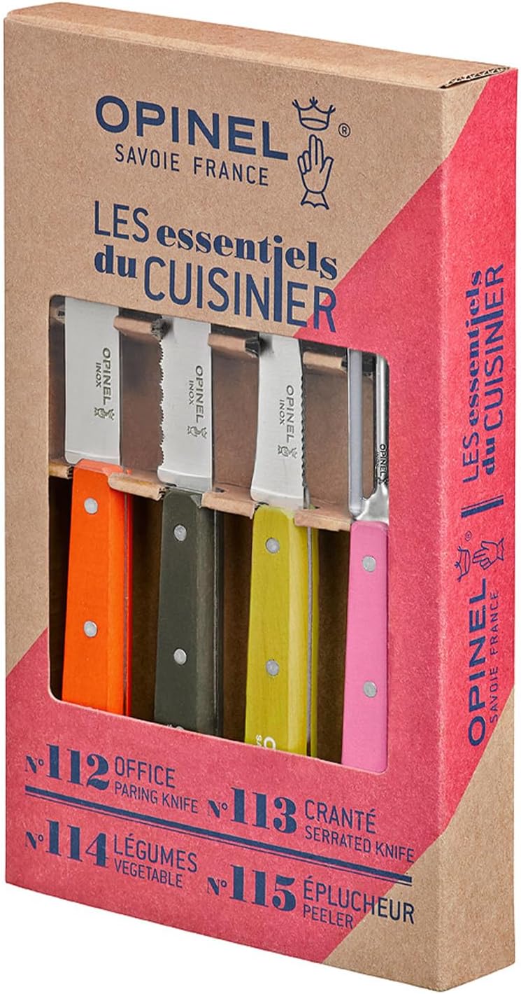 Opinel 1452 Küchenmesser-Set, 4-teilig, rostfrei Messer, Edelstahl, Mehrfarbig, One Size Küchenmesse