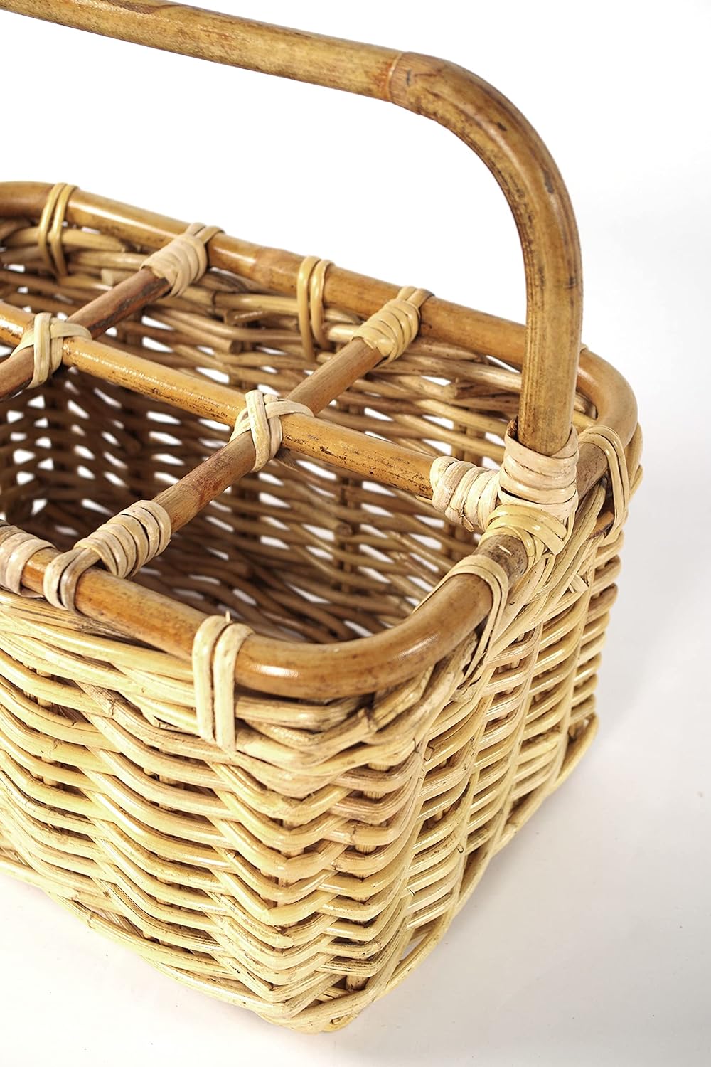 Kobolo Flaschenkorb Flaschenträger für 6 Flaschen aus Rattan
