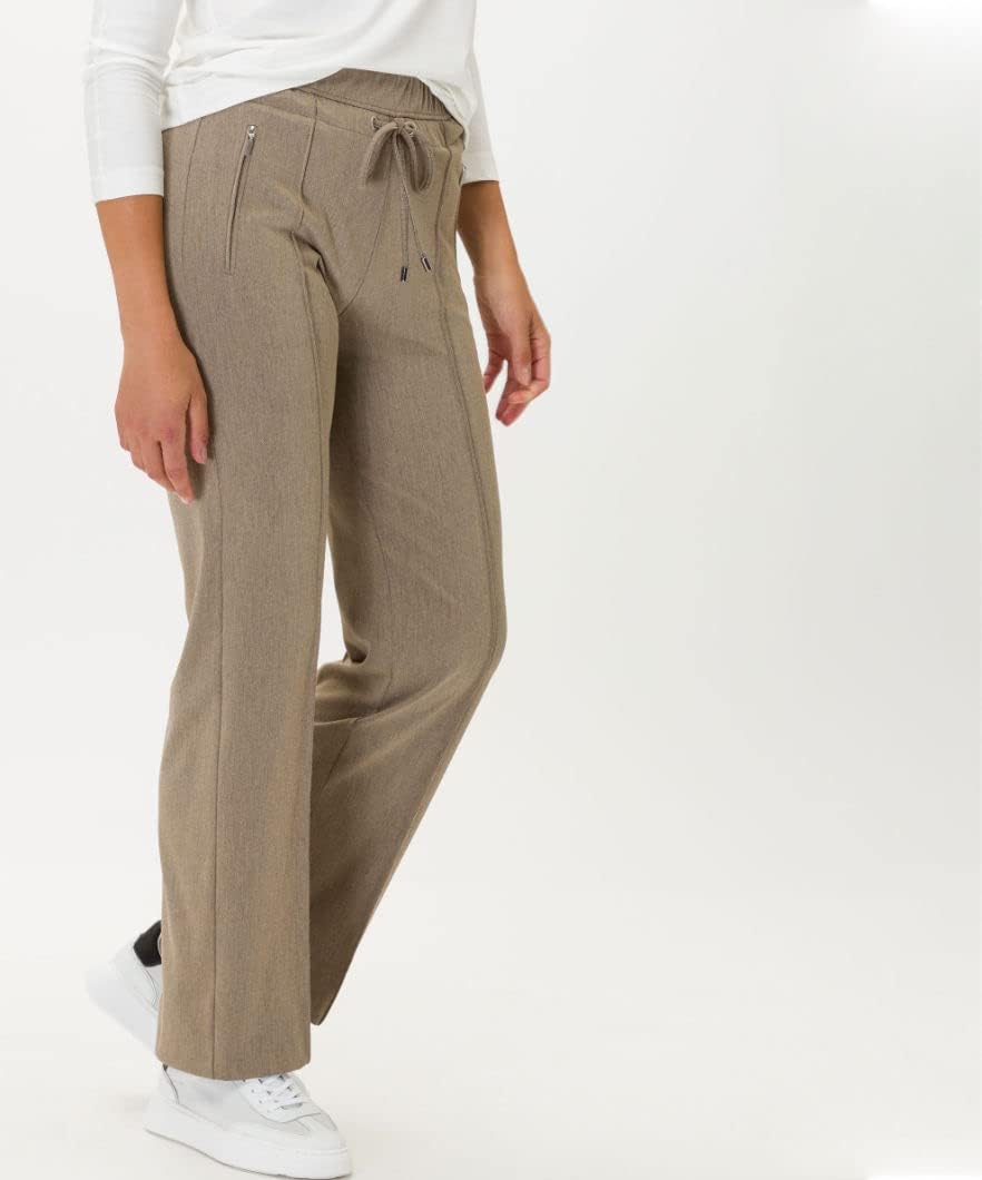 Damen Style Peggy Flared Sportive Fishgrat Slim Hose 40 Camel Brown, 40 Camel Brown