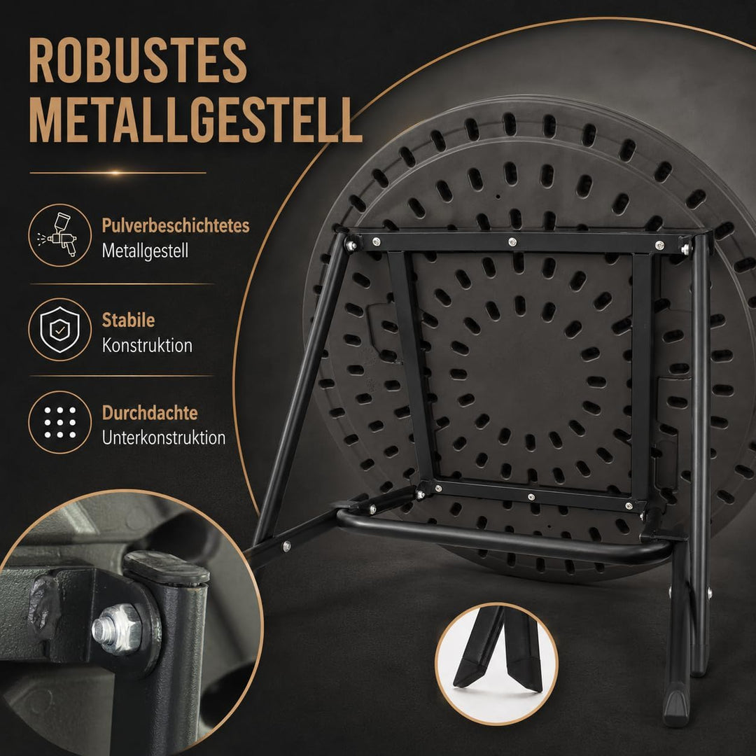 TRUTZHOLM Gartentisch rund Holzoptik grau Ø 60cm klappbar standfest robust Balkontisch Beistelltisch