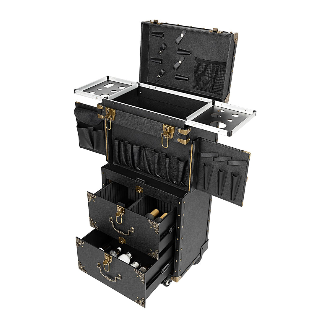 Kosmetikkoffer Trolley, Friseurkoffer Mit Passwortsperre Gross Make Up Koffer Mit Rollen 360° Drehba