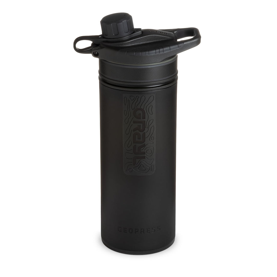 GRAYL GeoPress 24 oz Wasserfilterflasche – Filter für Wandern, Camping, Survival, Reisen Covert Blac