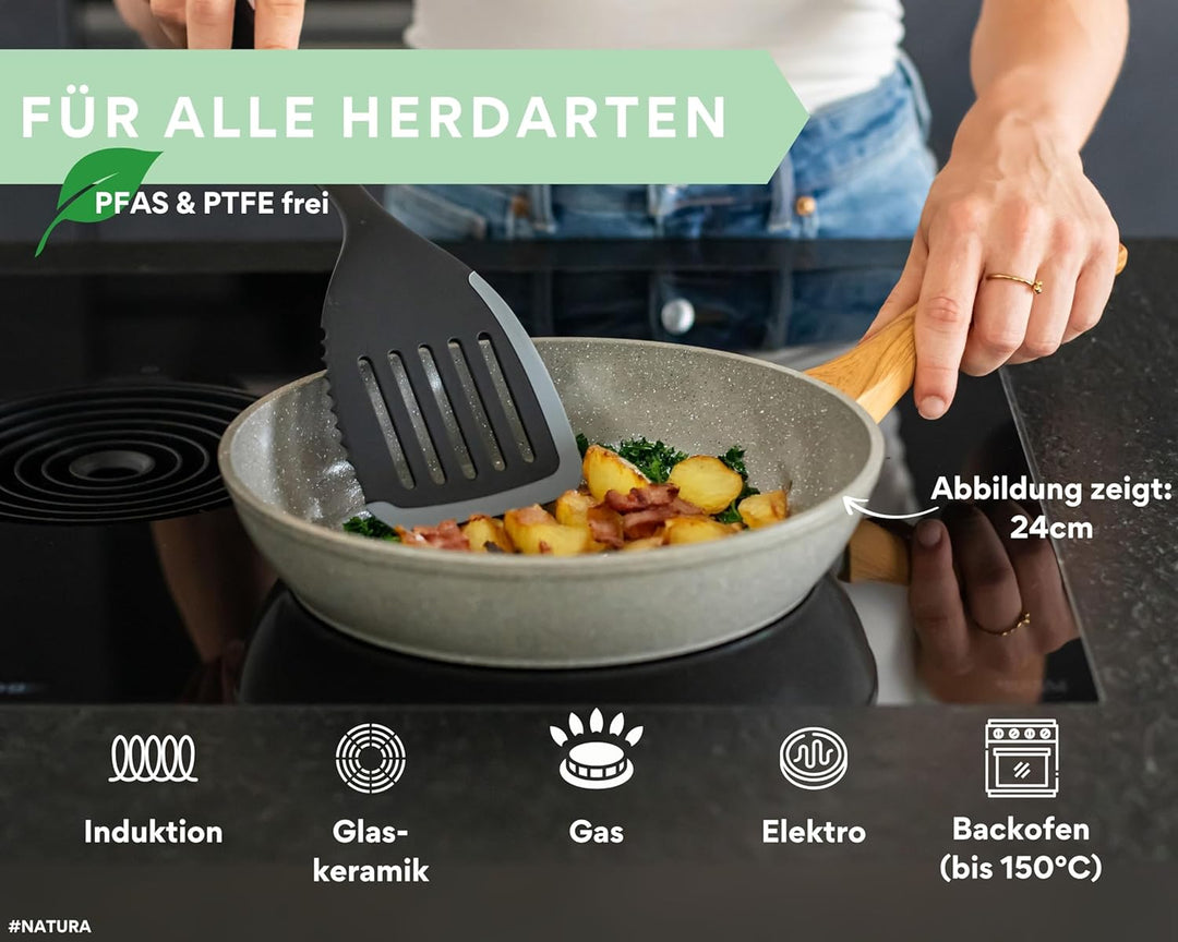 Keramikpfanne 28cm – Pfanne mit Keramikbeschichtung Induktion, PFAS & PTFE frei, grosse Bratpfanne K