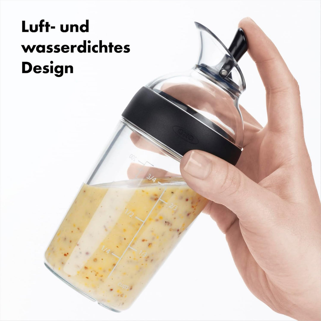 OXO Good Grips Salatdressing-Shaker klein, 250 ml – schwarz Schwarzer Shaker 200 ml, Schwarzer Shake