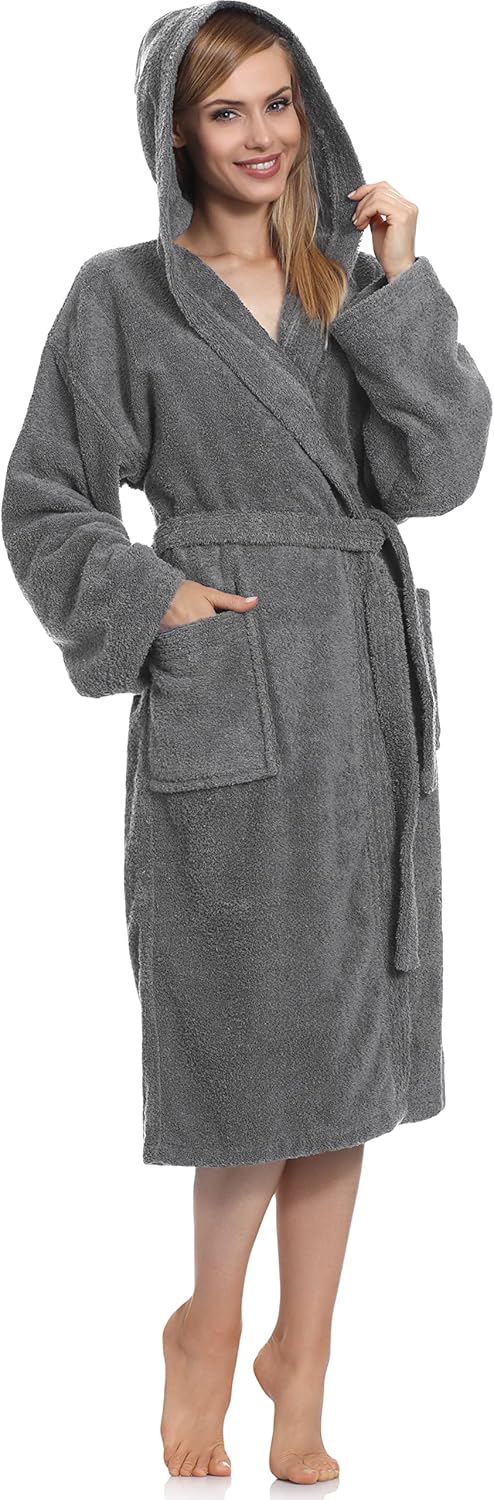 Ladeheid Damen Frottee Bademantel aus 100% Baumwolle LA40-102 S Dunkelgrau-12 (Gramatur 400), S Dunk