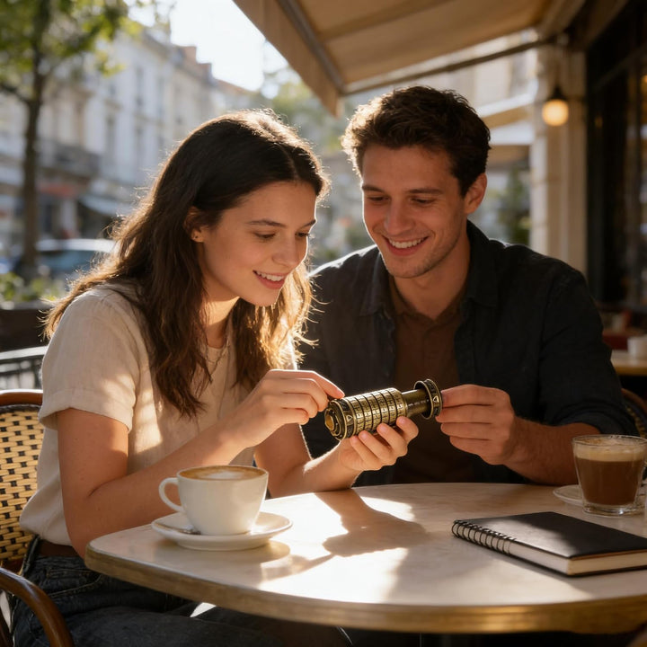 MINGZE Da Vinci Code, Zylinderschloss Box Mini Cryptex Retro Alphabet Sperren Valentinstag Freundin