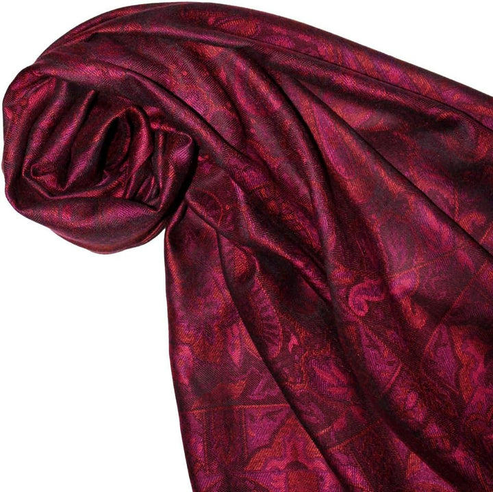 Lorenzo Cana Damen Pashmina Schal Schaltuch Stola Umschlagtuch opulentes Muster in harmonischen Rot
