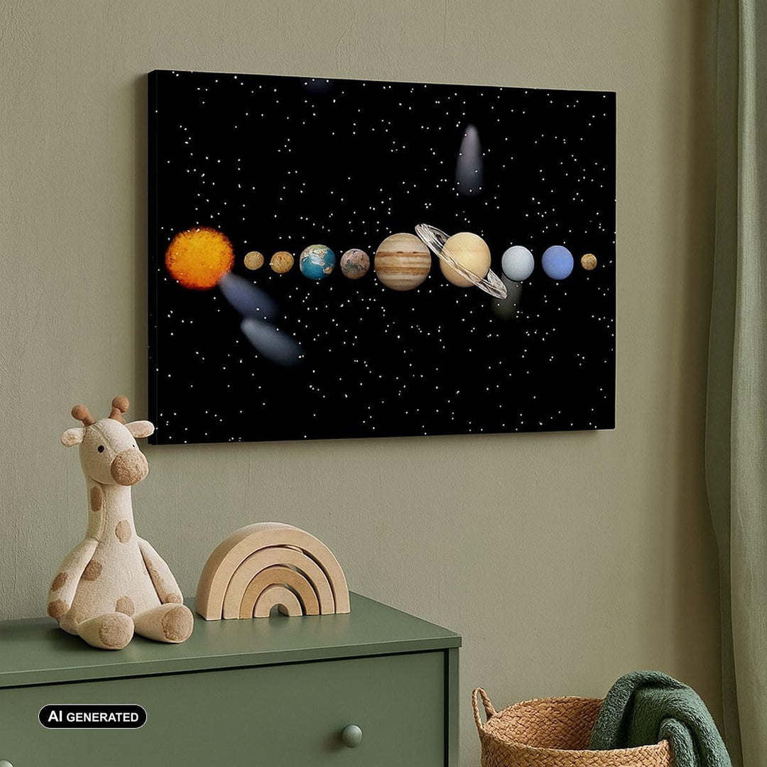 Bilder auf Leinwand Universum Galaxie Planeten Sterne Leinwandbild 70x50cm Wandbilder Dekoration Woh