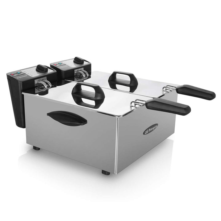 Orbegozo FDR 70 - Professionelle Fritteuse, 7 Liter (zwei Behälter je 3,5 Liter), einstellbares Ther