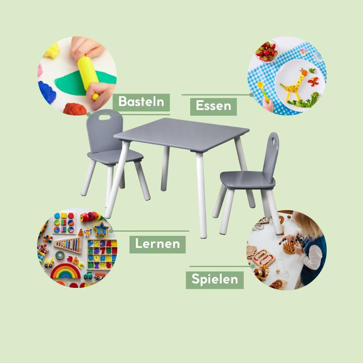Kesper | Kindertisch mit 2 Stühlen, Weiss/Grau | 1773213 Weiss, Grau, Weiss, Grau