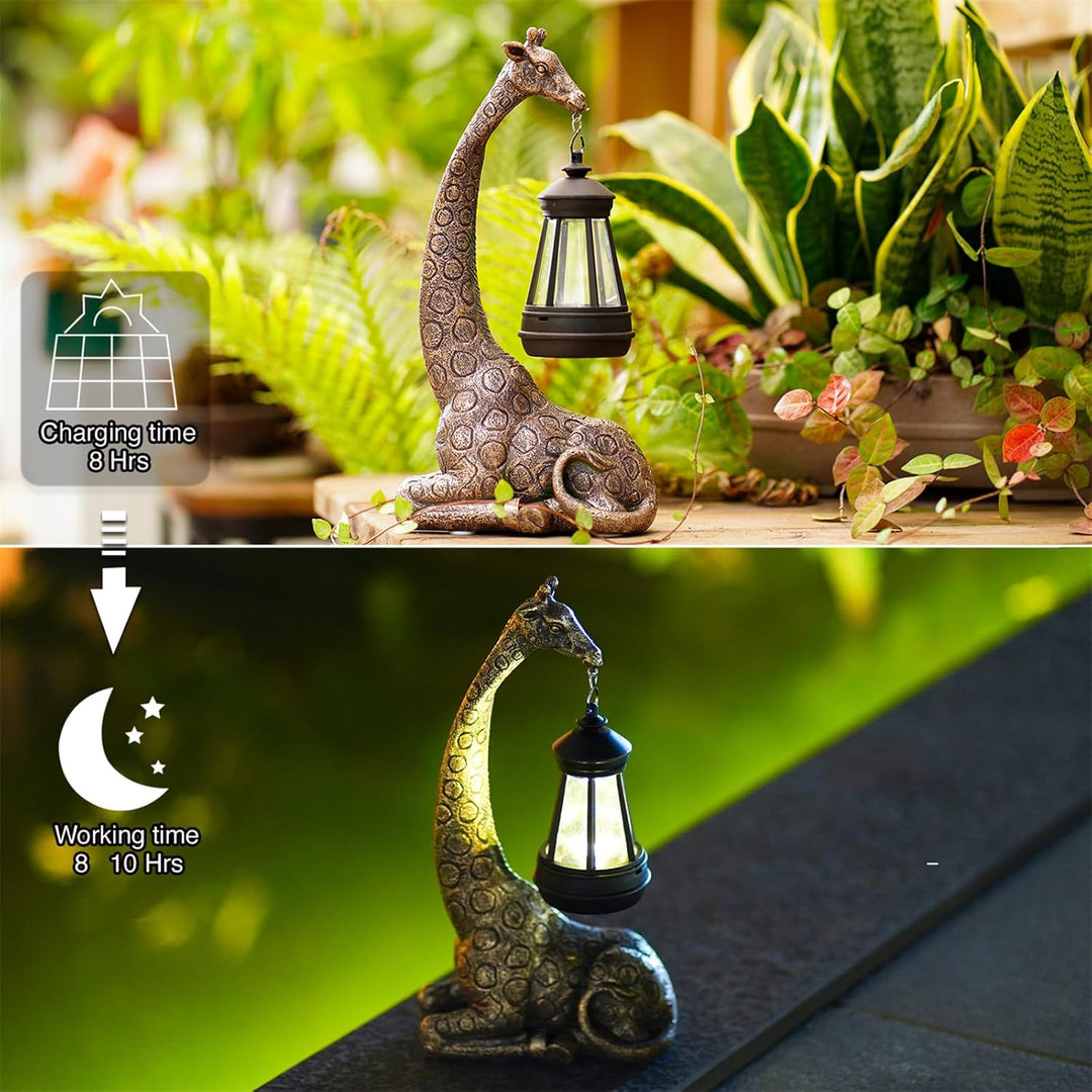 Goodeco Giraffe mit Solarlaternen – 28 cm Giraffe Ornament Outdoor Statuen Figuren mit solarbetriebe