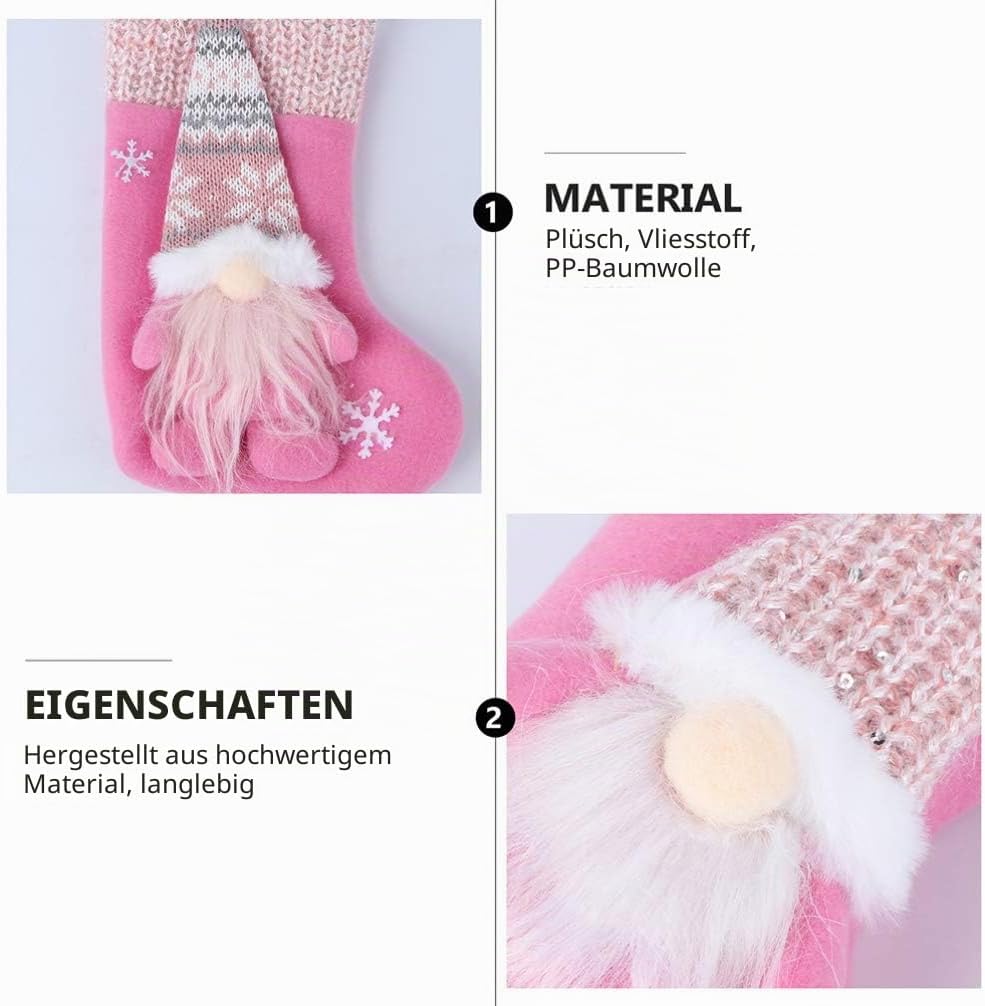 STOBOK 2 Stücke Weihnachtsstrumpf zum aufhängen Nikolausstrumpf Plüsch Wichtel GNOME Geschenktüte Be