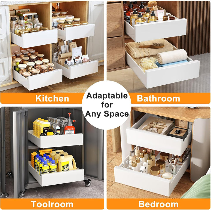 SAYZH Teleskopschublade, Ausziehbare Schubladen-Aufbewahrungsregale für Küchenschränke, Ausziehbare