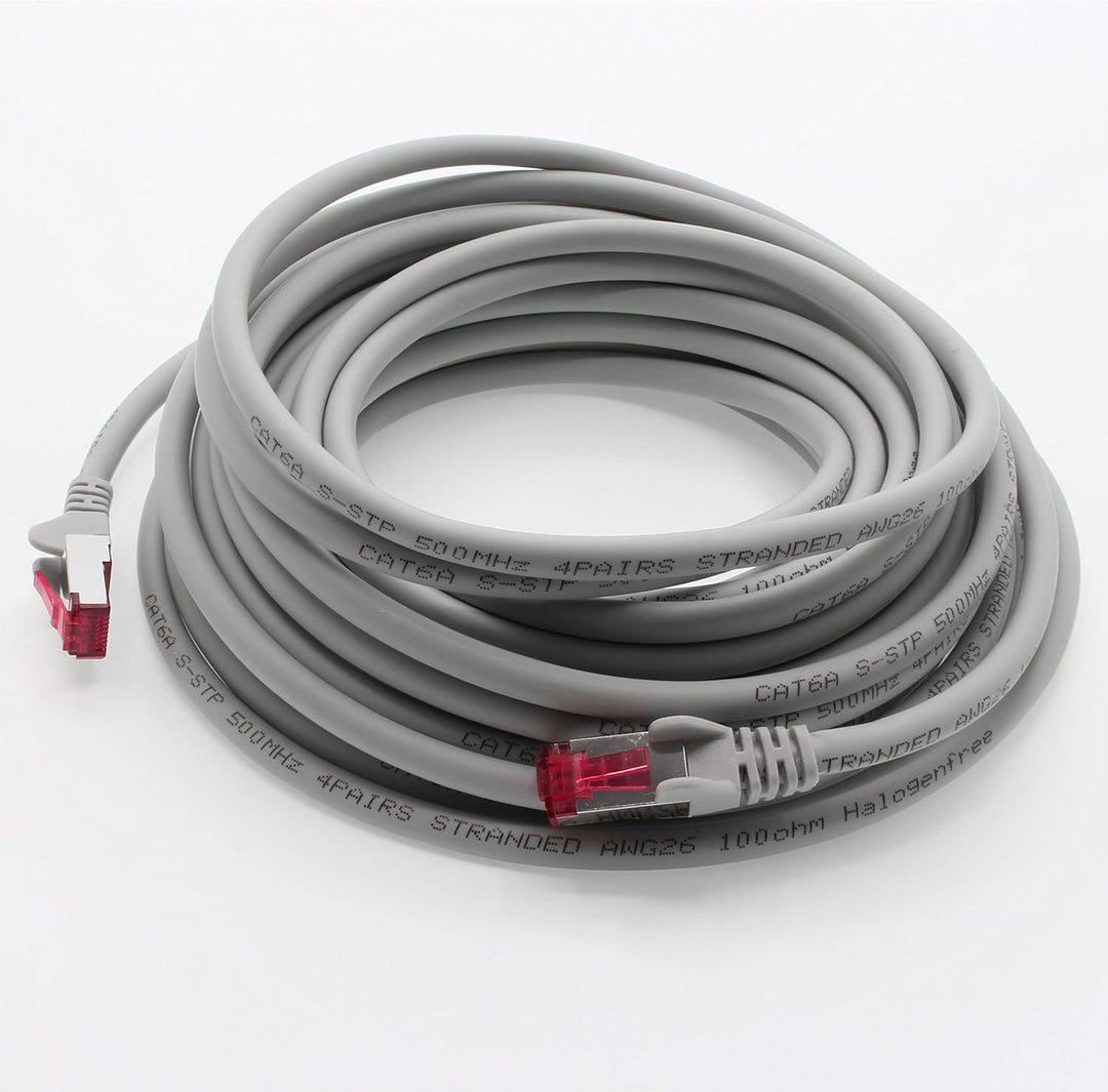 1aTTack.de 10m - grau - 10 Stück - Netzwerkkabel CAT6a (10Gb/s) S-FTP CAT 6a Lankabel - GHMT zertifi