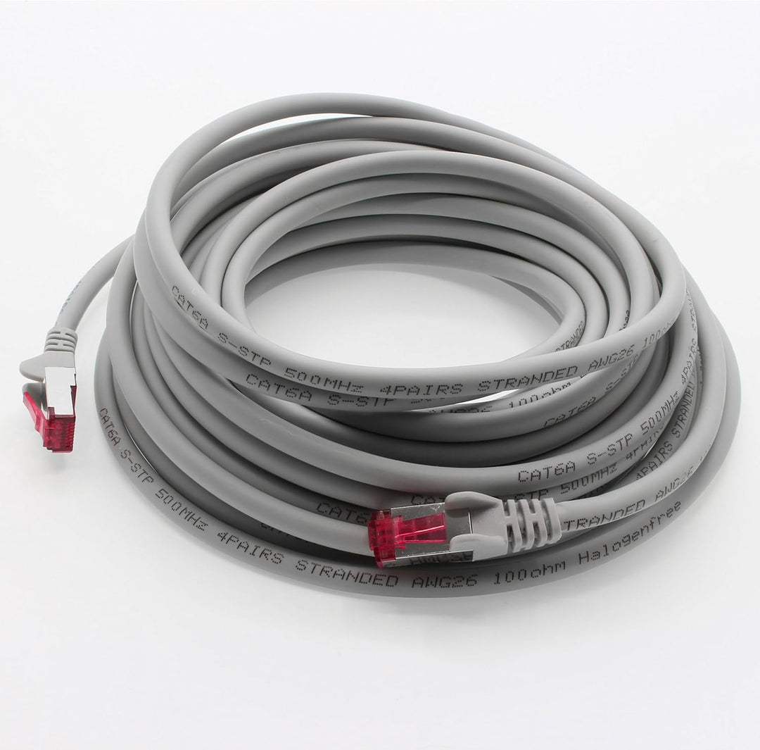 1aTTack.de 10m - grau - 5 Stück - Netzwerkkabel CAT6a (10Gb/s) S-FTP CAT 6a Lankabel - GHMT zertifiz