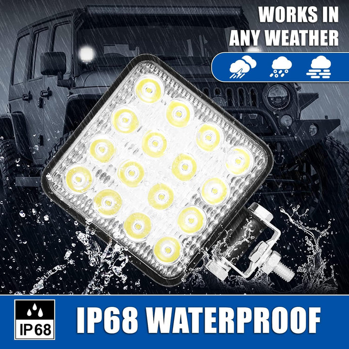 Kalienpie Led arbeitsscheinwerfer 12v Aluminium abs 48W 16 led 6500K 10.5 cm 4.21" arbeitsscheinwerf