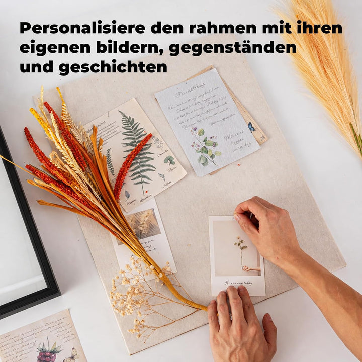 Muzilife 3D Bilderrahmen zum Befüllen Schwarz 40x50 cm, Holz Rahmen Objektrahmen Shadow Box mit Glas