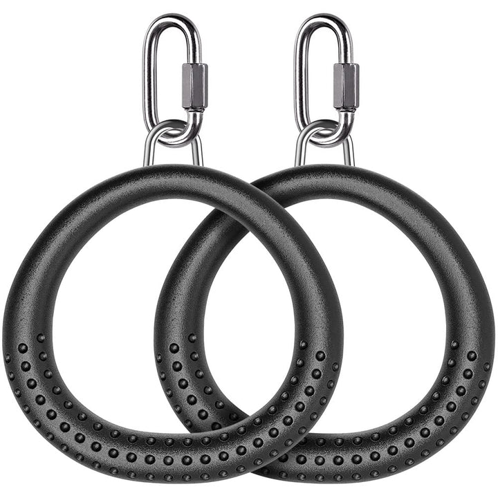 Dolibest 2PCS Round Trapeze Swing Bar Rings with Carabiners, Swingset Accessories Outdoor for Ninja