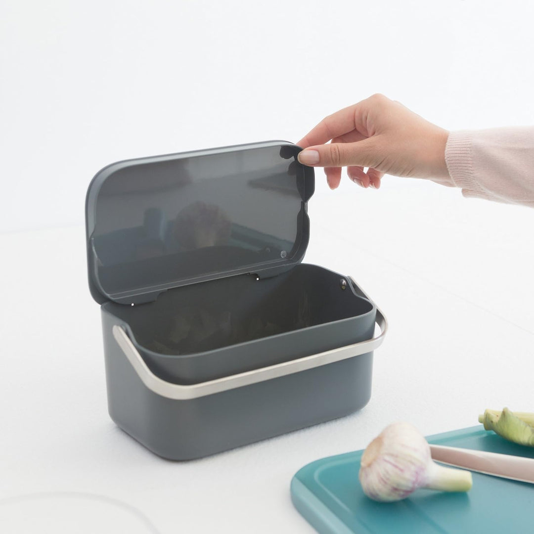 Brabantia Abfalleimer, Kunststoff/Edelstahl, Dunkelgrau, 22 x 13 x 11 cm, 1 Einheiten Dark Grey, Dar