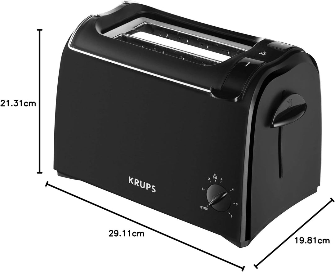 Krups Pro Aroma Toaster, 6 Toasterstufen, integrierter Brötchenwärmer, herausnehmbare Krümelschublad