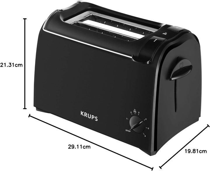 Krups Pro Aroma Toaster, 6 Toasterstufen, integrierter Brötchenwärmer, herausnehmbare Krümelschublad
