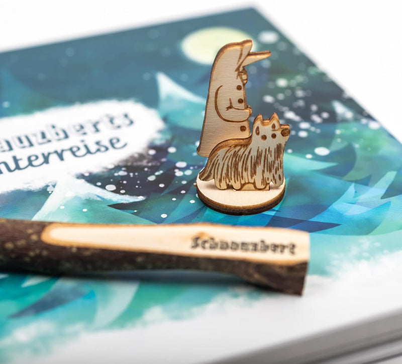 Schnauzberts Winterreise – Adventskalender für Menschen mit Hund – Erlebnisbox mit Buch, Bio-Duftöl,
