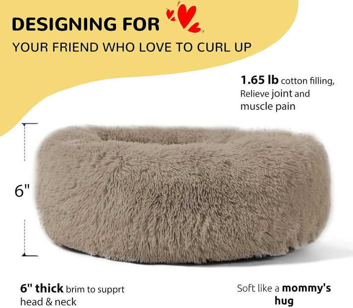 HACHIKITTY Hundebett, beruhigendes Donut-Kuschelbett, mittelgrosse Hundebetten, flauschig, beruhigen