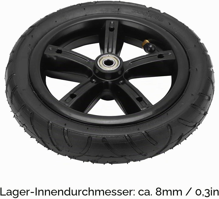 8 Zoll 200x45 Felge und Reifen-Set, Gummi langlebig 8 Zoll pneumatisches Rad rutschfeste universelle