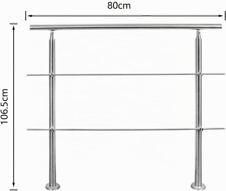 SWANEW Handlauf Edelstahl,Treppengeländer innen & aussen, 80 cm, Ø 42mm,mit 2 Querstreben für den Ga