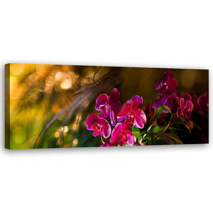 Feeby Wanddeko Blumen Leinwandbild Kunstdruck für Wohnzimmer Violett 120x40 cm Leinwandbild 120x40 c