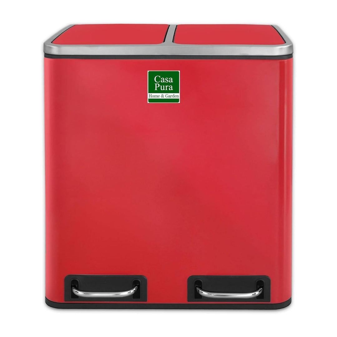 casa pura Mülleimer mit 2 Fächern - 2 x 30 Liter, herausnehmbare Inneneimer mit Henkel, Deckel mit S