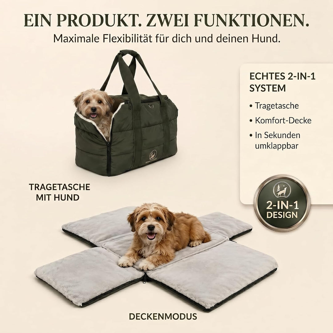 2-in-1 Hundetasche für kleine Hunde 10kg – Hundetragetasche &amp; Reisedecke – Tragetasche für Welpen &amp;