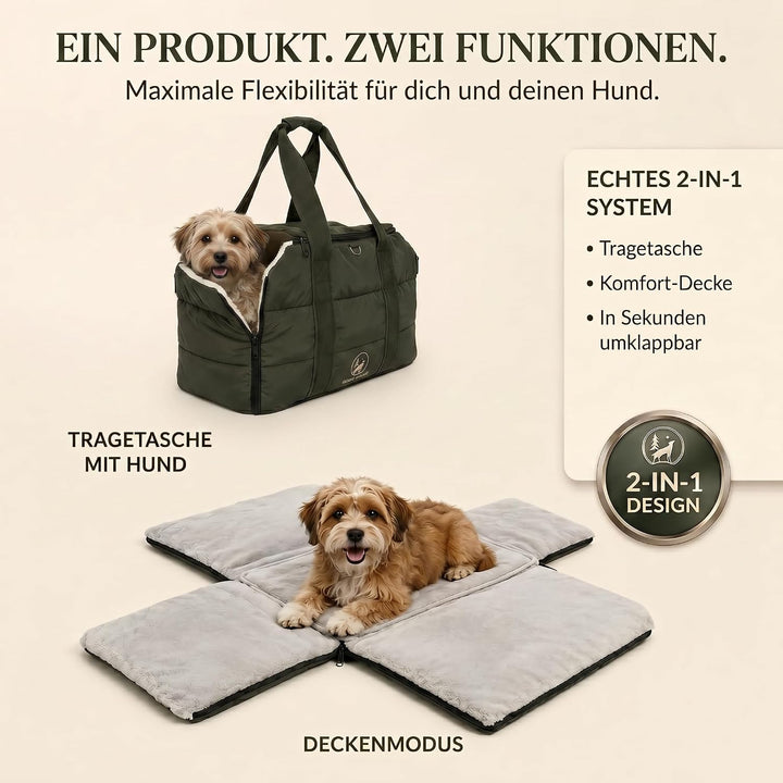 2-in-1 Hundetasche für kleine Hunde 10kg – Hundetragetasche &amp; Reisedecke – Tragetasche für Welpen &amp;