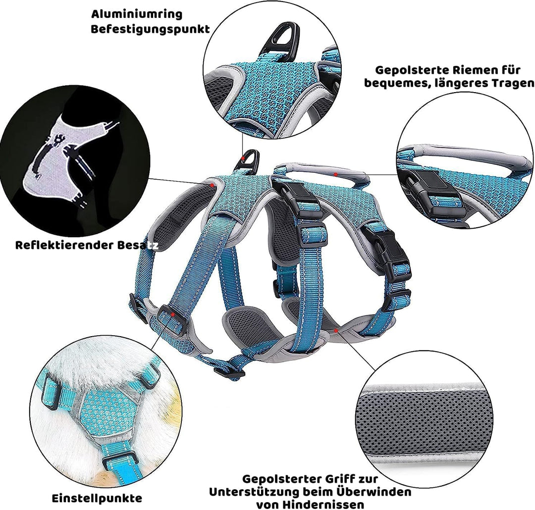 BELPRO Mehrzweck-Hundegeschirr, ausbruchsicher, kein Ziehen, reflektierend, verstellbare Weste mit s