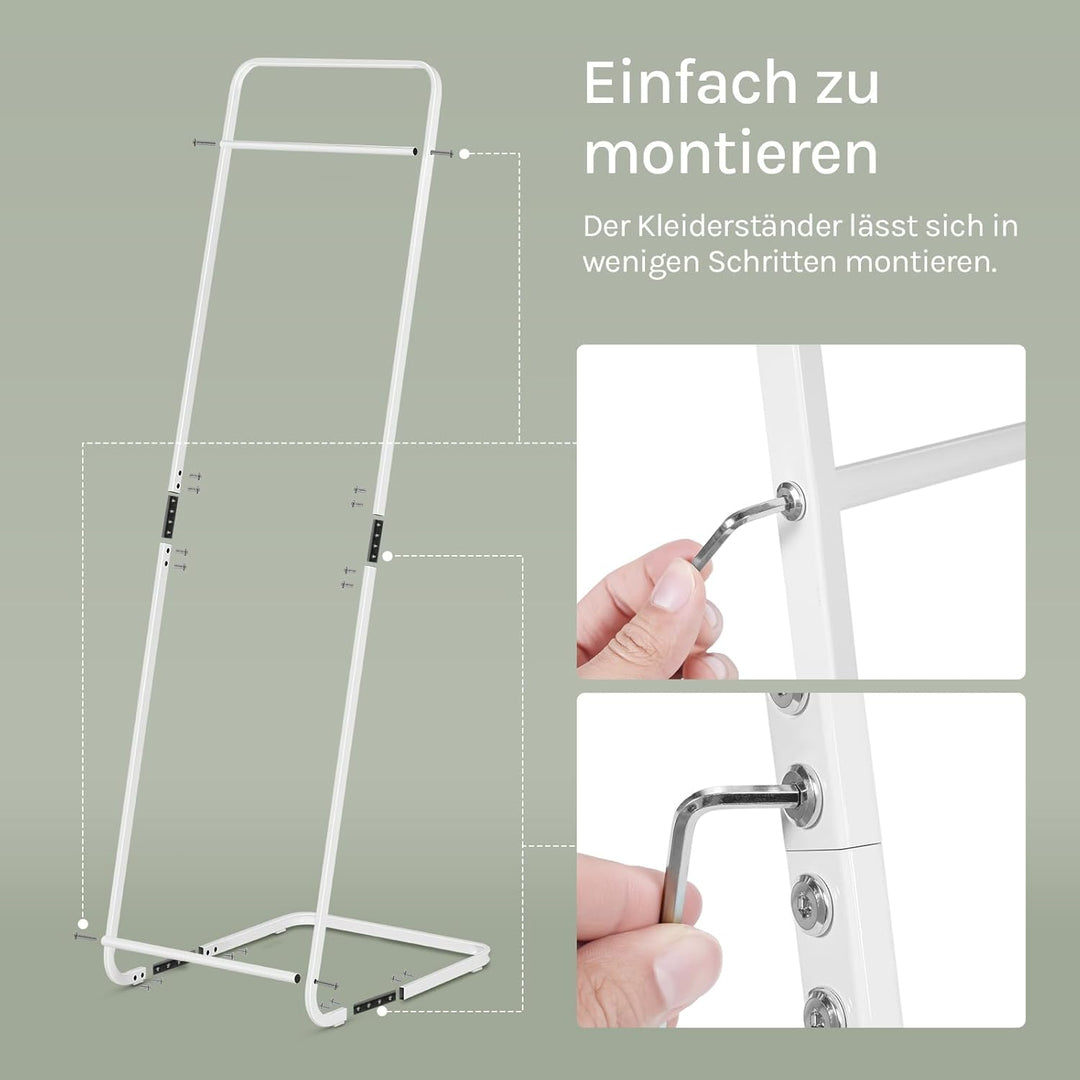 WOLTU Kleiderständer, Garderobenständer L Form, Jackenständer platzsparend, schmale Standgarderobe,