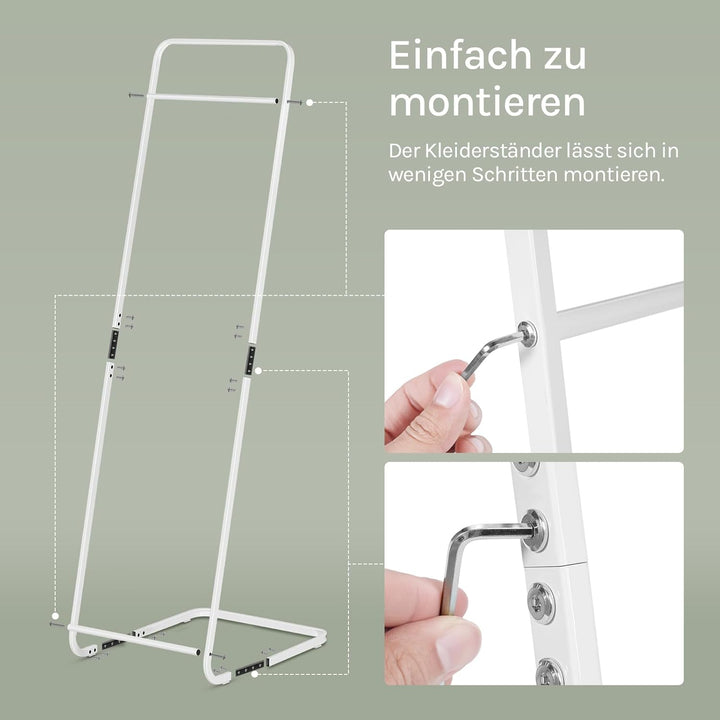 WOLTU Kleiderständer, Garderobenständer L Form, Jackenständer platzsparend, schmale Standgarderobe,