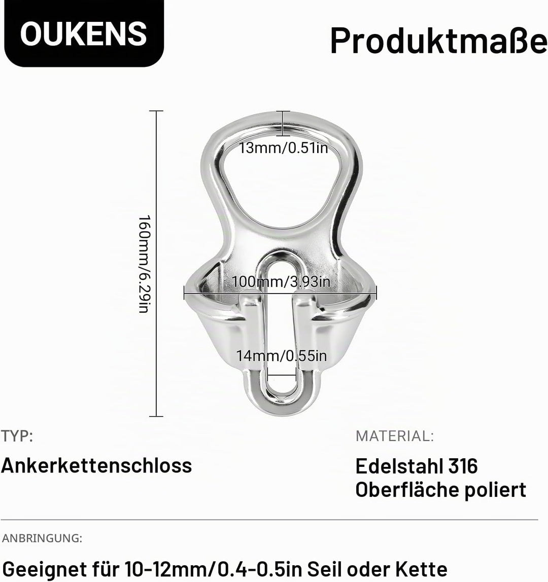 Ankerkettenschloss, für 0.4-0.5in Kettenanker Kettenschloss Ankerkettenstopper Seilfestmacher Hardwa