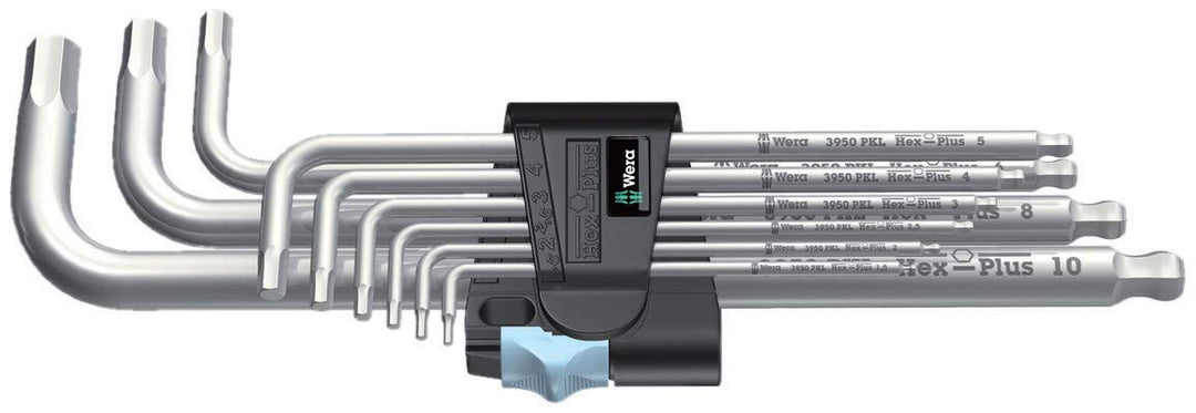 Wera 3950 PKL/9 Winkelschlüsselsatz, metrisch, Edelstahl, 9-teilig, Schwarz/Silber, Einheitsgrösse,
