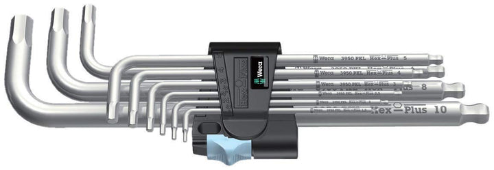 Wera 3950 PKL/9 Winkelschlüsselsatz, metrisch, Edelstahl, 9-teilig, Schwarz/Silber, Einheitsgrösse,