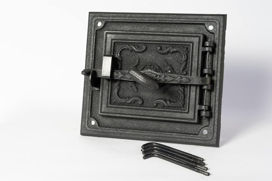 SEZAM Ofentür aus Gusseisen für Feuerstellen mit Dichtschnur - mit Türriegel, Brotofentür - Steinofe