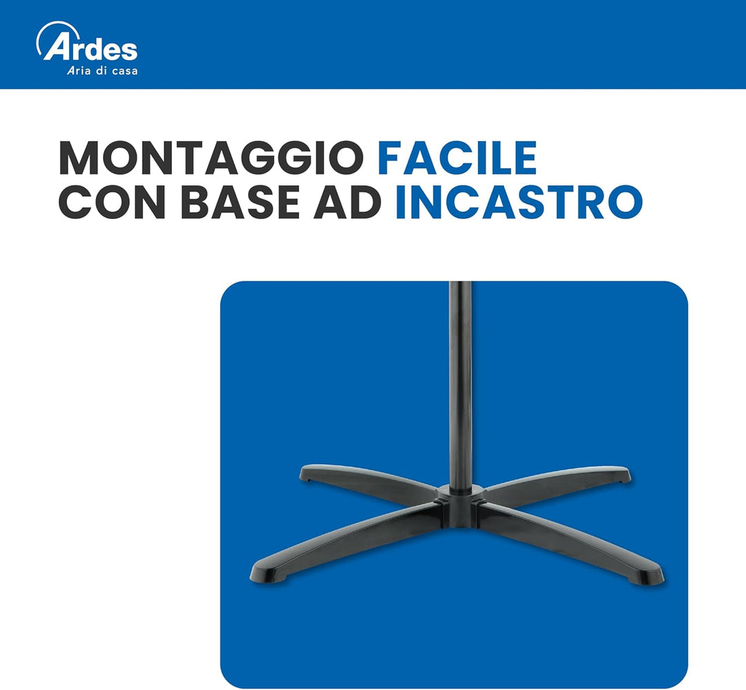 Ardes - AR5ST40PN Standventilator STEELO 40N 5 Flügel - Bodenventilator 40 cm Oszillierend mit verst