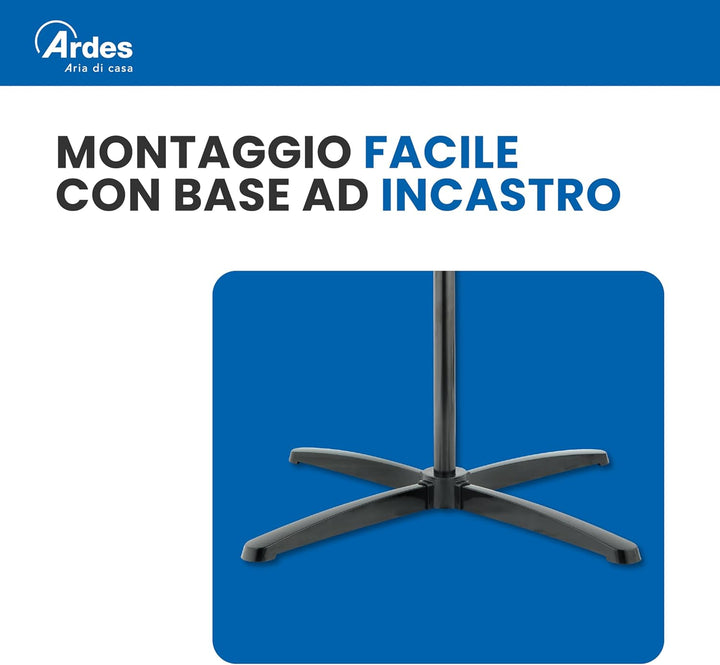 Ardes - AR5ST40PN Standventilator STEELO 40N 5 Flügel - Bodenventilator 40 cm Oszillierend mit verst