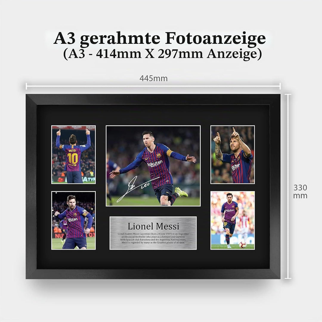 HWC Trading Lionel Messi A3 Gerahmte Signiert Gedruckt Autogramme Bild Druck-Fotoanzeige Geschenk Fü