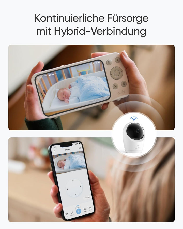 eufy Babyphone mit Kamera E20, App- & Offline-Steuerung, 2K HD, Ultraklare Nachtsicht, Schwenk-Neige