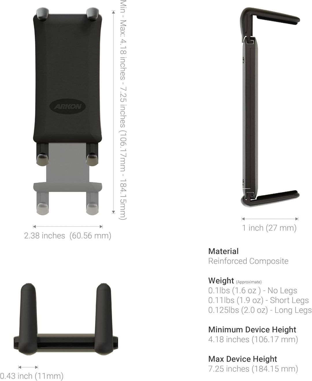 ARKON Kfz-Halterung für iPhone 7, 6S, 6 Plus, iPhone 7 6S, 6, Galaxy Note 5, 4, S7, Schwarz, Halteru