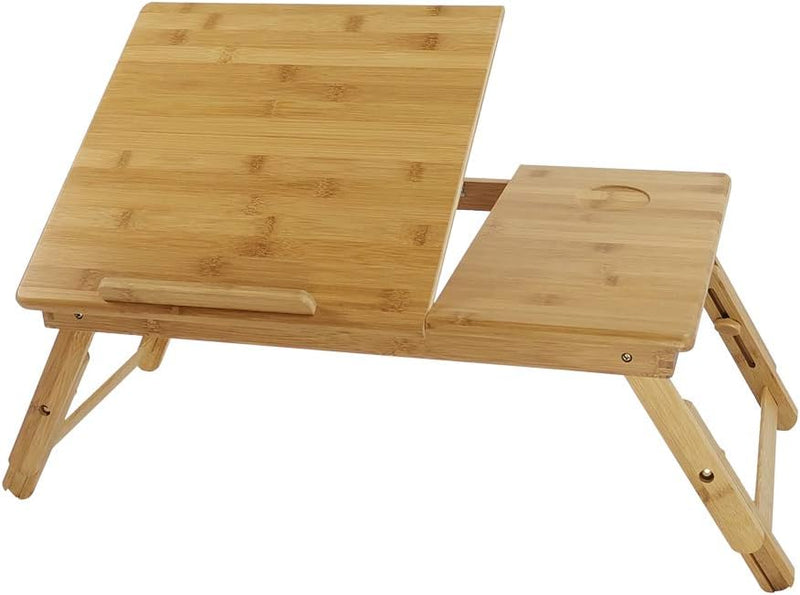 KKTONER Laptoptisch Laptopständer höhenverstellbar Bed Tablett 55x35cm faltbar aus Bambus Gelb-1, Ge